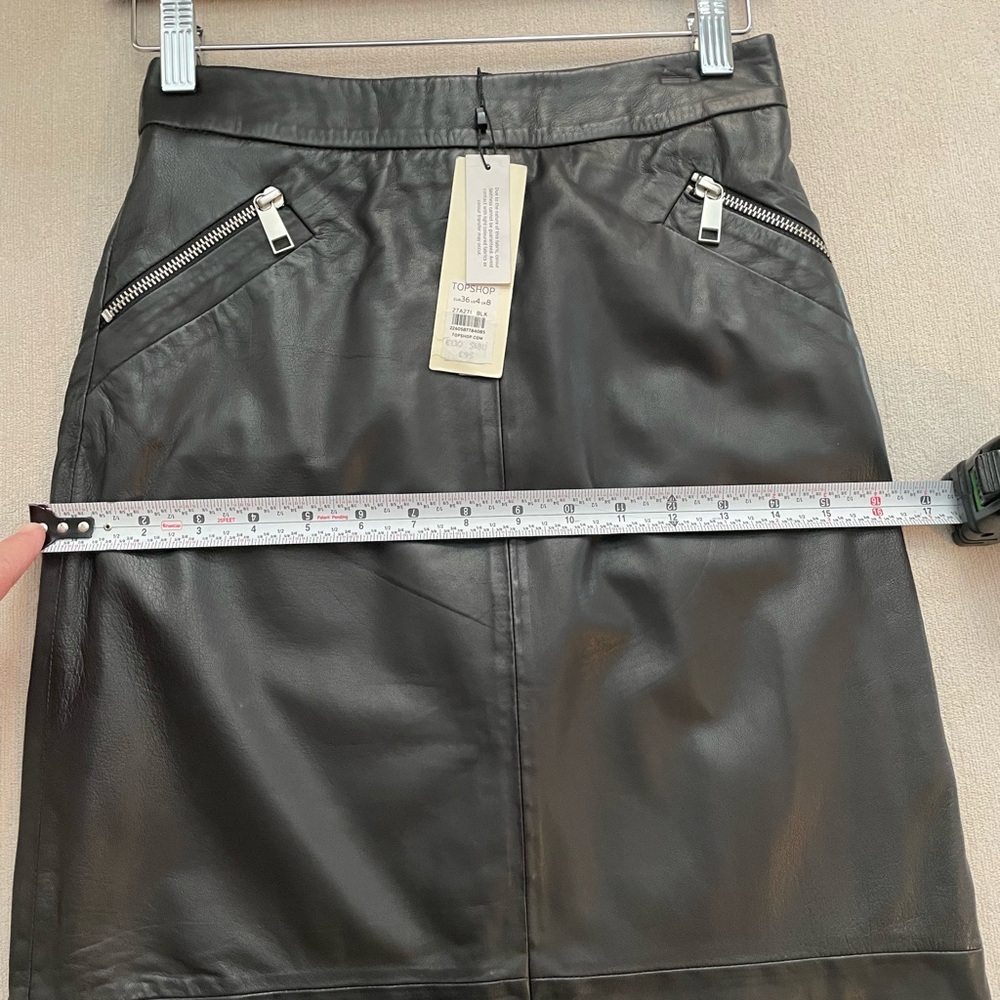 NWT Topshop Black Genuine Leather Skirt Sz 4 - Picture 14 of 15